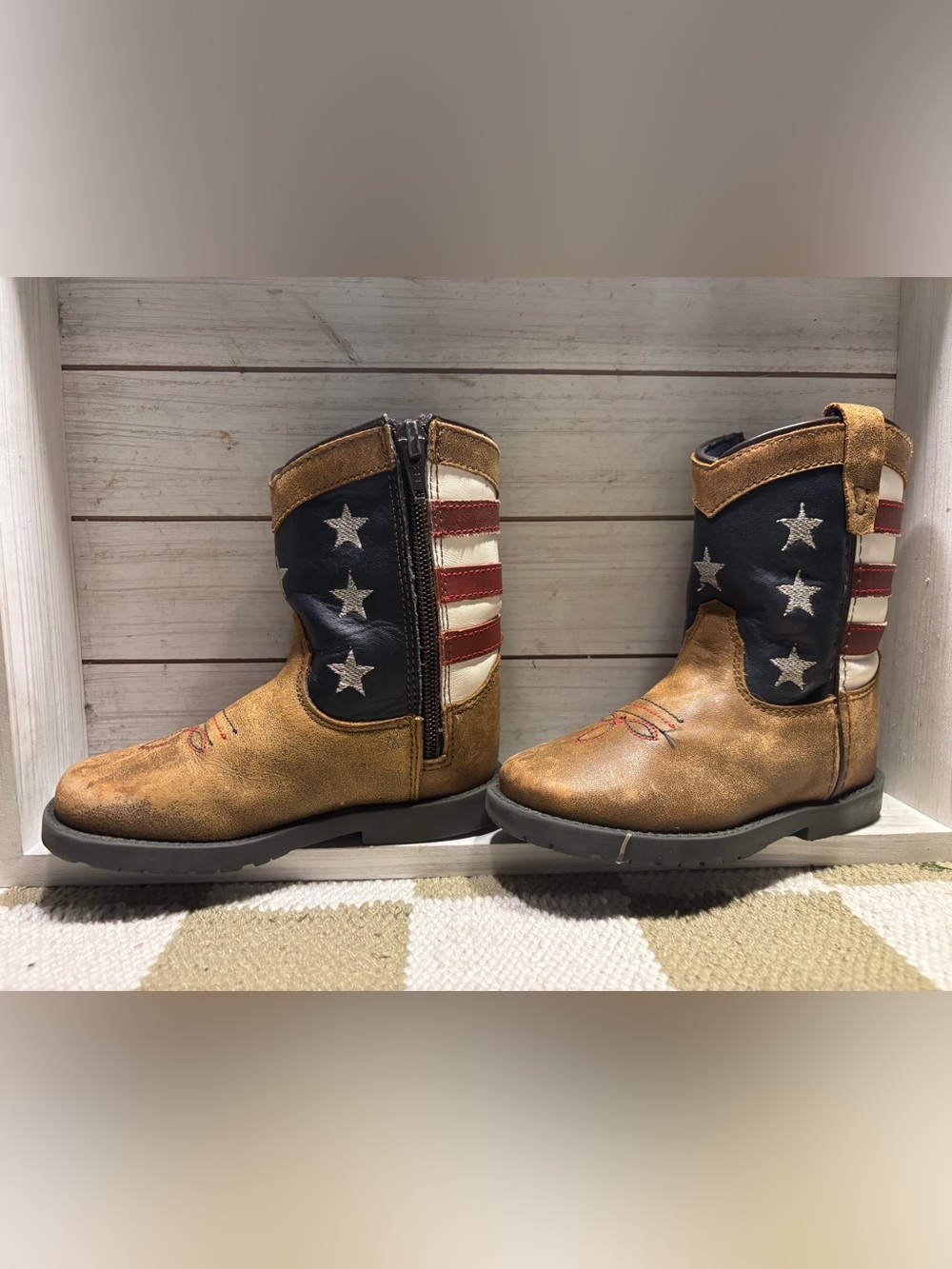 CODY JAMES TODDLER BOYS' USA FLAG Western Boots Square Toe